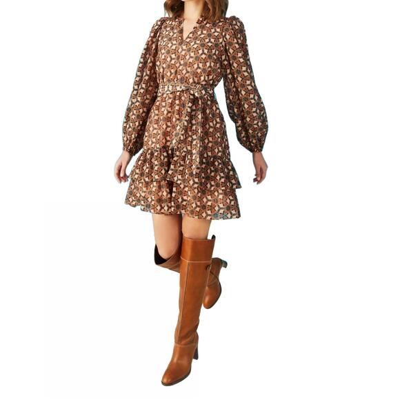 NEW MARIE OLIVER preston dress in peppercorn lattice